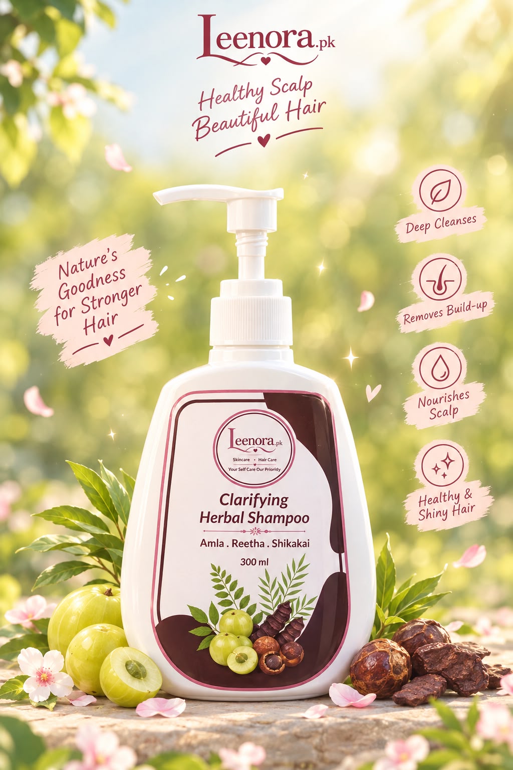 Leenora Clarifying Herbal Shampoo – Amla, Reetha & Shikakai